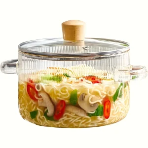 Glass Cooking Pots, 1.6/1.5 Litre Saucepan, Heat-Resistant